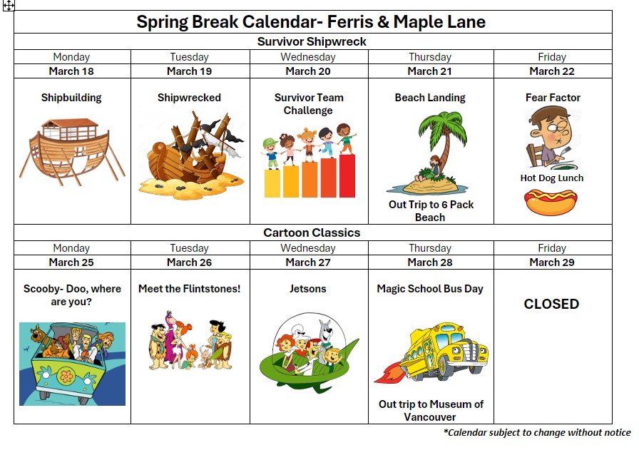 Spring Break (Richmond) Tomorrow's Topkids Child Care Society